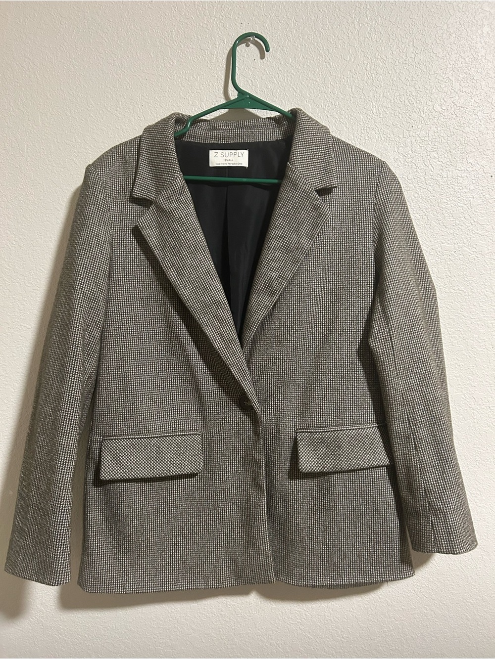 Z Supply Gray Houndstooth Tailored Blazer
